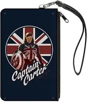 [Buckle-Down] Marvel Comics Wallet, Zip Clutch, Marvel Studios What If Captain Carter Union Jack Pose, Canvas, What If...?, 8" x 5"