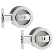 2Pcs Round Recessed Door Lock with Color Coded Indicators 2 3/8" Backset Silver