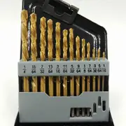 Left-hand drill set, 13 pieces M2 HSS with titanium nitride coating SAE (1/16 - 1/4)