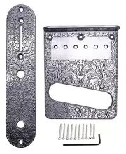 1 Set Telecaster Bridge Plate 3 Way Switch Control Plate Set with Carved Pattern