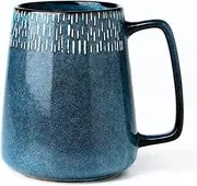 [masoline] 24 oz Large Ceramic Coffee Mugs, Extra Large Tea Cups, Big Handle Design for Office and Home, Microwave and Dishwasher Safe (Star Blue)