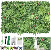 [SEMONONIA] Artificial Grass Wall Panels 20"x20"(6pcs), Boxwood Panels Grass Wall Backdrop, UV Protected Privacy Fence Screen for Outdoor Indoor Garden Fence Backyard Decor