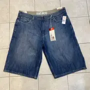 ecko Unltd Shorts Men 42x15 LONG Denim Jorts Hip Hop Y2K Baggy Wide Back Patch B