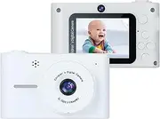 1080P Digital Camera Camera 20MP ren Camera Selfie Camera for Boys and Girls 8X Digital 2.0-inch Screen Dual Lenses Birthday Festival Great Chil n White
