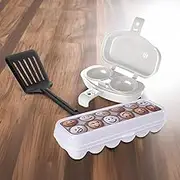 Plasutil Microwavable Nonstick Omelet Maker Bundle with Egg Container Holders for Refrigerator and Spatula, Quick & Easy Breakfast | Dishwasher Safe | 3-Pc, White, Kit 28