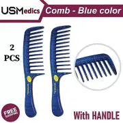 Handmade Handled Combs with Handle Hairstyling Barber Combs 2PCS Blue color NEW
