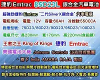 在飛比找Yahoo!奇摩拍賣優惠-【電池達人】Emtrac 捷豹 汽車電池 85D23L 適用