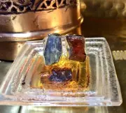Genuine 925 Sterling Silver Garnet & Kyanite Adjustable Ring Size 7.25
