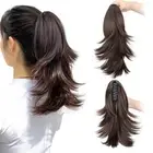 Clip in Short Layered Ponytail Wig Ombre Pony Tail Hairpiece Party
