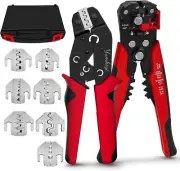 Terminal Crimping Tool and Multi-Purpose Wire Stripper Kit - Multiple Jaw Sizes,