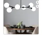 Modern Black Sputnik Chandelier - 6-Light Pendant Light with Adjustable Height,
