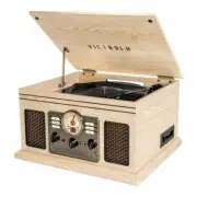 6 in 1 Vintage Style Bluetooth Turntable Record Player with CD Cassette Radio