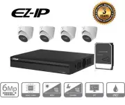 EZIP by Dahua 6MP kit 4x IP Security Camera System 4 Channel NVR CCTV with 2TB