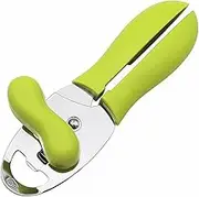 Manual Tin Opener, Green 4 in 1 Stainless Steel Can Cutter Tool with Non-Slip Handle and Turning Knob for Kitchen/Baking Room/Restaurant