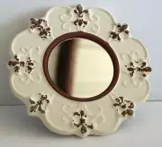 3 Pack Stonebriar Decorative 8" Antique White Round Ceramic Accent Wall Mirror