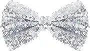 [Neptniopllab] Silver Bow Tie for Men Shiny Sequin Bow Tie Sparkling Pre-Tied Bowtie Glitter Christmas Birthday Party Fancy Dress, Silver