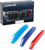 x xotic tech M-Colored Tri Grille Insert Trims Strips, Front Center Kidney Grilles Compatible with BMW X3 G01 2018-2021 or X4 G02 2019-2021 Standard Grill 7-Beam Bars, Not for 2020 X4 M40i