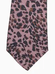 Paul Smith Silk Neck Tie Purple - Mauve Leopard / Cheetah Print New Italy