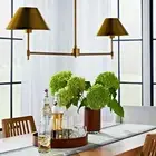 Metal 2-Arm Shaded Chandelier Ceiling Light Brass, designed for Studio McGee