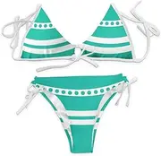 [YOMORIO] Anime Bikini Cosplay Costume Sexy Green Swimsuit Bikini Two-Piece Set Swimwear, Green