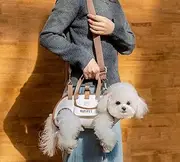 ZCLCP Pet Strap Artifact, Breathable Washable Dog Carrier Backpack, Multifunctional Double Shoulder Adjustable Dog Outing Bag Dog Accessories (Brown,Large)