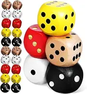 ORFOFE 25pcs Colorful Dice Set Boys and Girls Party Dice 6 Sided Wood Dice Decorative Playing Game Dice for Drinking Game Portable and Lightweight