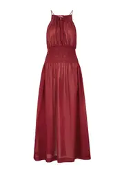 Three Graces Ember red Cotton Midi Dress - Dark Red - 12 12