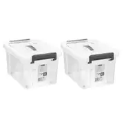 2x Boxsweden Dura 16L/38cm Carry Box Storage Container w/ Lid Rectangle Clear