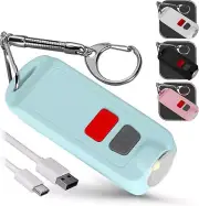 Anti Attack LED Flashlight Keychain 130Db Self Defense Personal Alarm (Black)