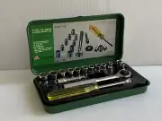 VINTAGE Alltrade Inc 17 piece 1/4" Drive Ratchet Socket Set Triple Chrome Plated