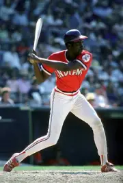 George Hendrick Cleveland Indians bats v the Baltimore Orioles at- 1976 Photo