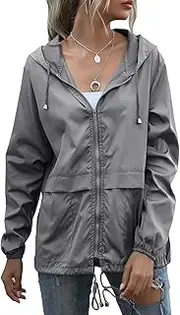 [LVCBL] Women Ladies Raincoat Lightweight Rain Jacket Hooded Windbreaker With Pockets Zipper