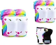 Adult/Child Knee Pads Elbow Pads Wrist Guards Set, Knee Pad for Kids, Skate Guards, 3 in 1 Protective Gear Set for Skateboarding Roller Biking Roller Skating Cycling Outdoor Sports (Unicorn S)