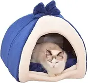 Beautiful Cat Cushion Cotton Plush Warm Dog Beds Large Bite Resistant Non Slip Semi Closed House Dog Cushion Machine Washable for Dogs Cats Rabbits Other Animals Green,M (Color : Blue, Size : S)