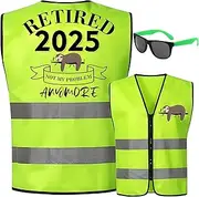 [Jyeennar] 2pcs Funny Retirement Gifts for Men 2025 - Vest & Glasses Set, Novelty Retirement Party Decorations, 60th Birthday Gifts, Retired Gifts for Retiree Him Her