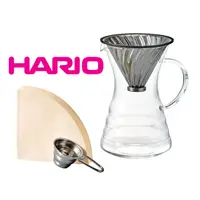 在飛比找PChome24h購物優惠-【HARIO】V60白金金屬濾杯咖啡壺組
