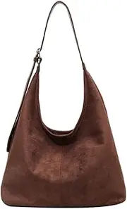 [ALINUOYQ] Suede Hobo Bags for Women Tote Bag Slouchy Work Bag Shoulder Handbags Large Retro Crossbody Bag Suede Tote Purses