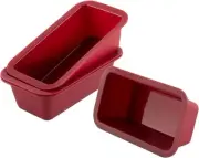 Silicone Mini Loaf Pan Set of 4, NonStick Easy 4PCS: Small Pan, Wine Red