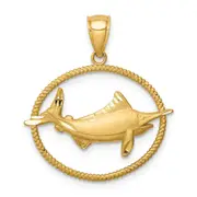 14k Yellow Gold Framed D/C Sailfish Pendant