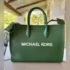 Michael Kors Mirella Medium EW Tote Satchel Shoulder Leather Bag Fern Green NWT