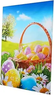 OSALADI Easter Backdrop Photography Cloth Egg Flowers Grass Durable Vinyl Lightweight for Professional Private Photo Sessions Reusable for Multiple Celebrations
