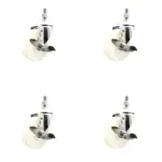4 Inch 316SS Nylon Wheel Swivel 3/8 Inch Threaded Stem Caster Set Brake SCC