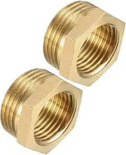 uxcell Brass Threaded Pipe Fitting G3/4 Male X G1/2 Female Hex Bushing Adapter 2pcs