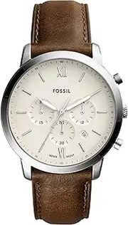 [FOSSIL] Men's Quartz Watch chronograph Display and Leather Strap, FS5380, Brown/yellow