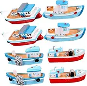 Angoily 8Pcs Mini Resin Boat Models Style Decorative Ornaments for Home Office Odorless Safe Creative Fishing Boat Crafts