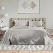 Royal Comfort Kensington 1200TC 100% Cotton Stripe Bed Sheet Set - Double Bed, Grey - Double