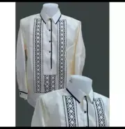 Barong tagalog For men (XL) Sports Collar w/ Black Embroidery