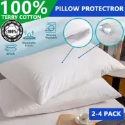 2x/4x Terry Cotton Waterproof Pillow Protector Towelling Pillow Cover Case 2022