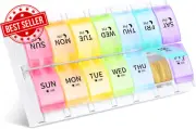 Large Pill Organiser Box 7 Day 2 Times a Day, AM PM Weekly Tablet Organiser, Uni
