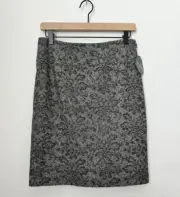 Valerie Stevens Womens Gray Floral Pencil Skirt Wool Blend Career Professional 6